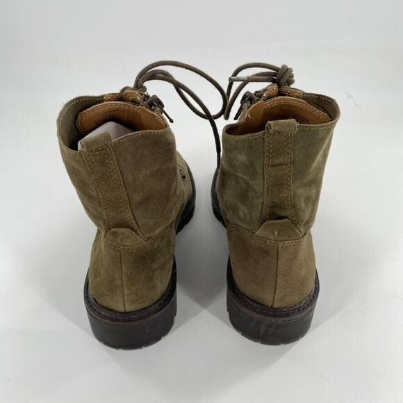 Lucky Brand‎ Idara Womens Ankle Combat Boots Army Green Suede Side Zip Sz 8.5 - Picture 8 of 9